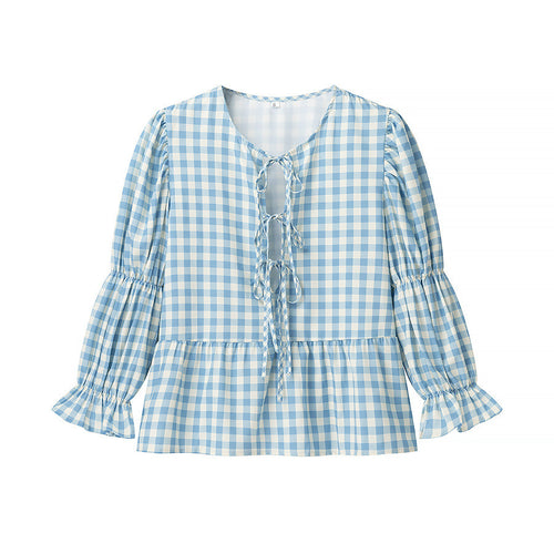 Blouses à carreaux pour femmes avec détails en volants Chic & Stil