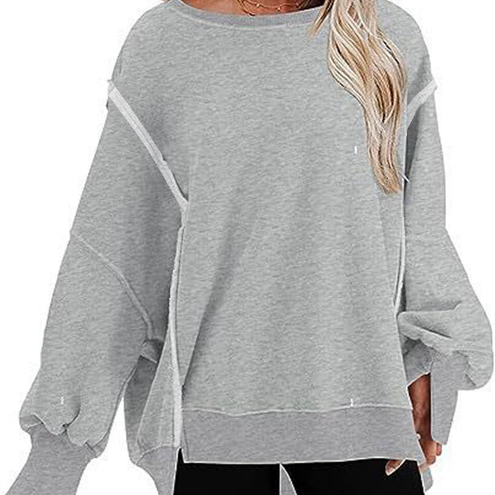 Ladies casual sweatshirt with puff sleeves and side slits Lune London