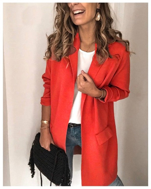 Elegant long women's coat with pockets Amarae