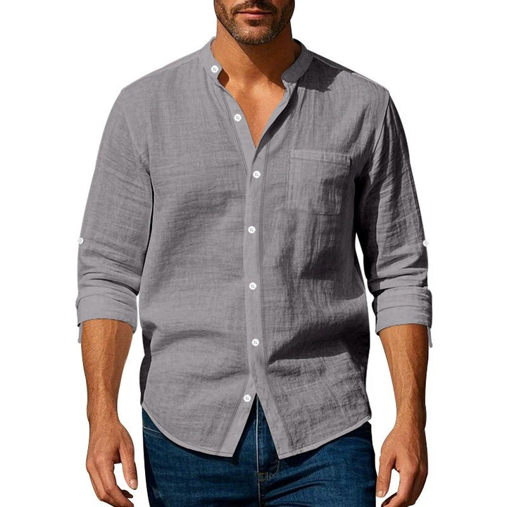 Shirt for men with stand-up collar and chest pocket Lune London