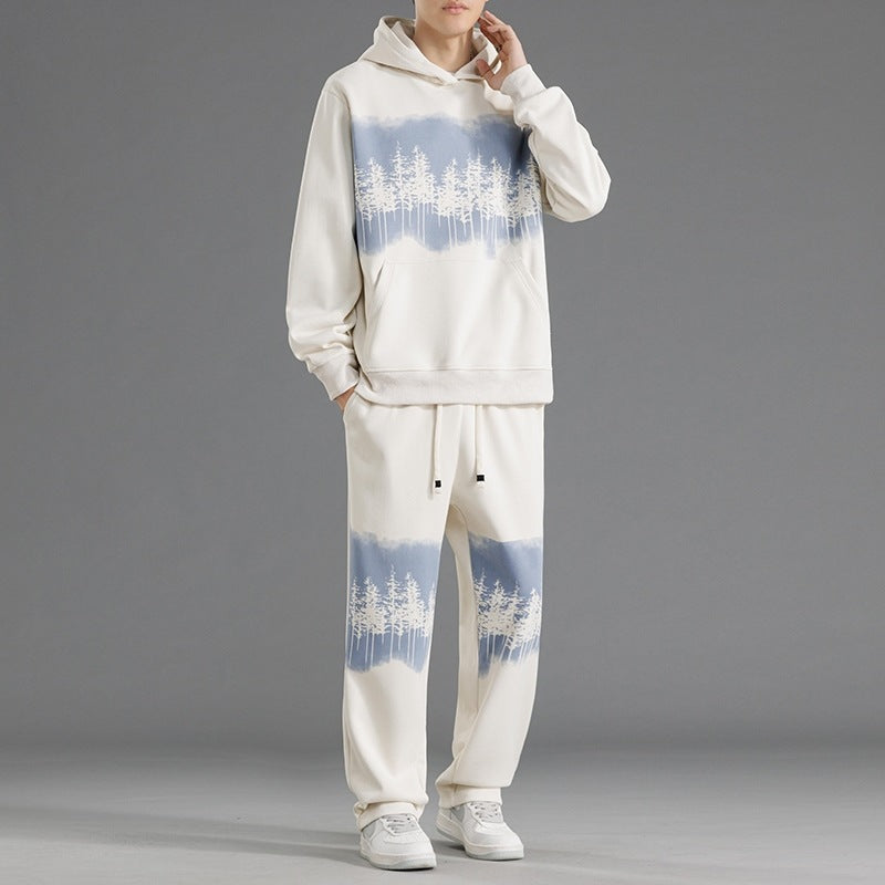 Casual lounge set for men with a relaxed fit and creative tree print Lune London