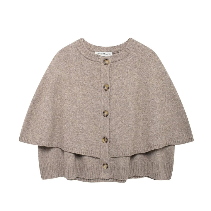 Ladies knit-cape with elegant row of buttons Lune London