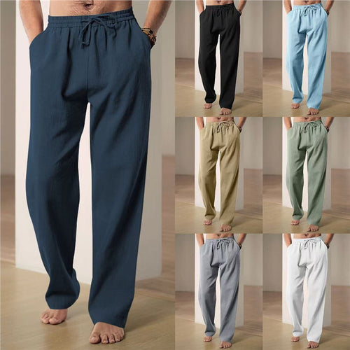 Casual linen pants for men with elastic waistband and side pockets Amarae