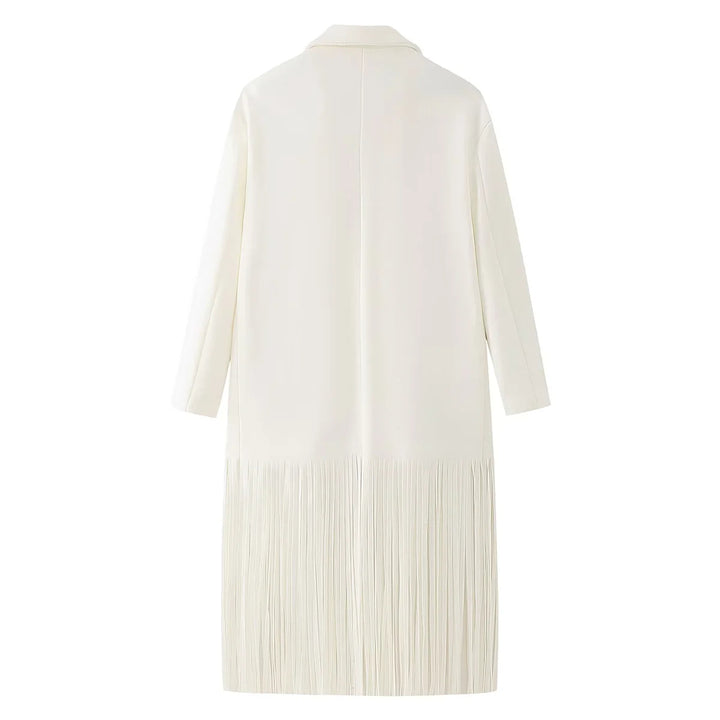 Elegant long coat for women with frayed details Amarae