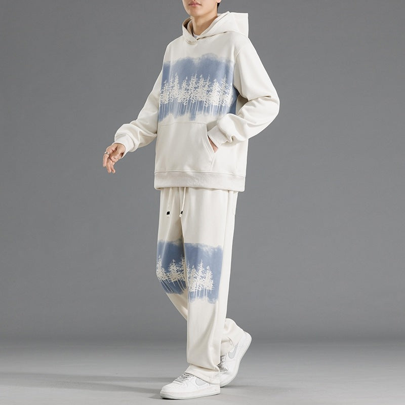 Casual lounge set for men with a relaxed fit and creative tree print Lune London