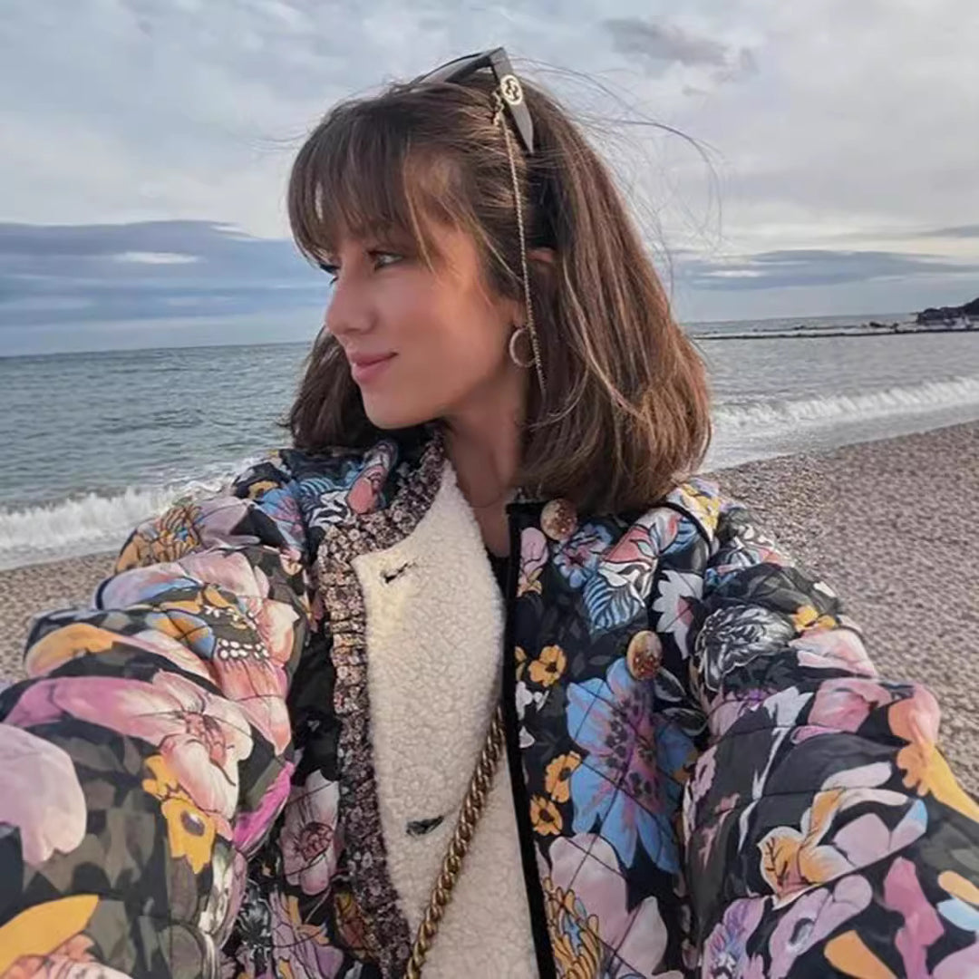 Women's jacket with a floral design and a cozy interior Lune London