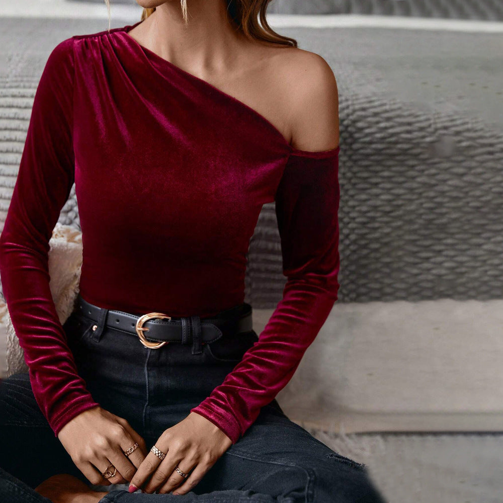 Body chic à une épaule pour femme en velours Chic & Stil