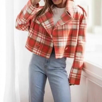 Women's Short Checkered Blazer Lune London