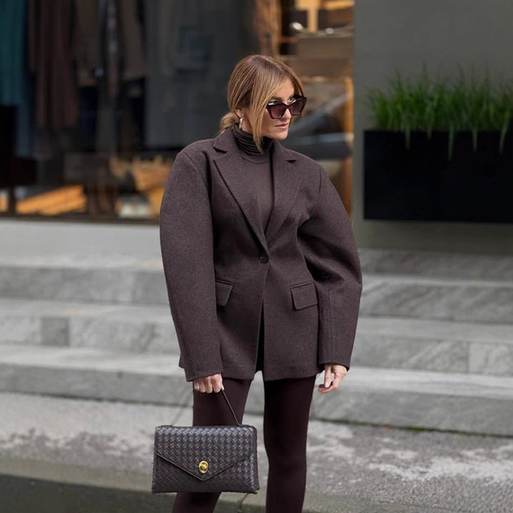 Women's Oversized Structured Blazer with Emphasized Shoulder Area and Voluminous Sleeves Amarae