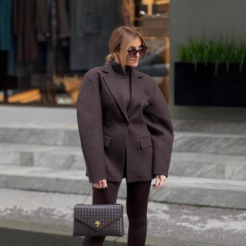Women's Oversized Structured Blazer with Emphasized Shoulder Area and Voluminous Sleeves Amarae