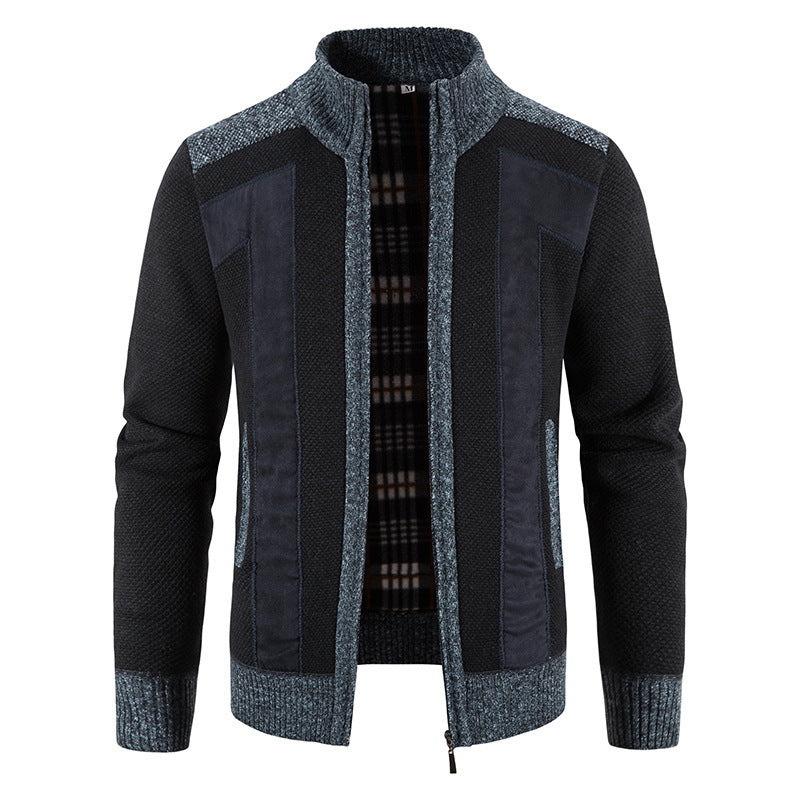 Fashionable men's knitted jacket with a unique cut and hidden zipper Lune London