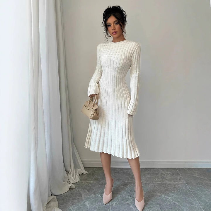 Elegant knit dress for women with structured rib design Lune London