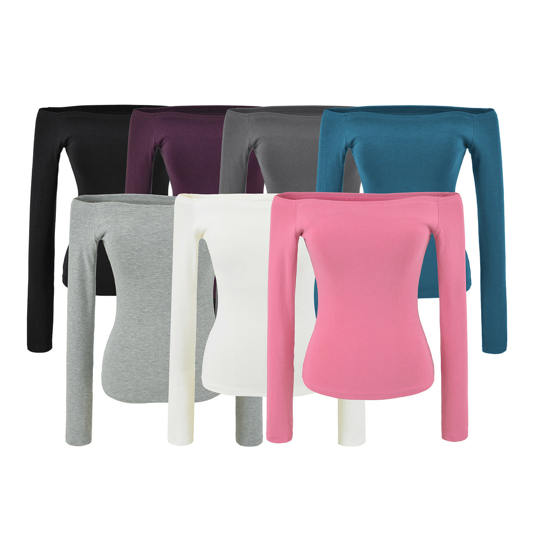 Women Fitted Off-Shoulder Long Sleeve made of Stretch Jersey Amarae