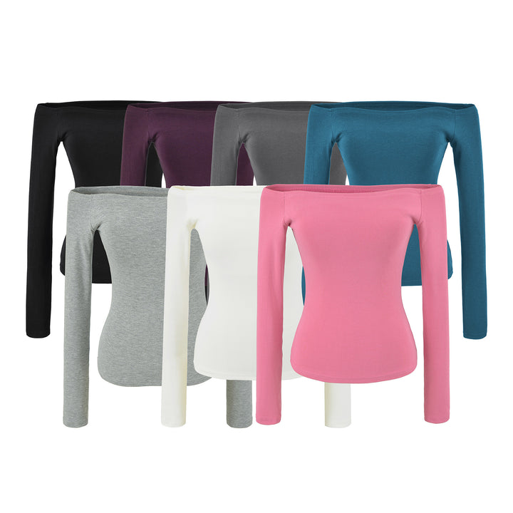 Women Fitted Off-Shoulder Long Sleeve made of Stretch Jersey Amarae