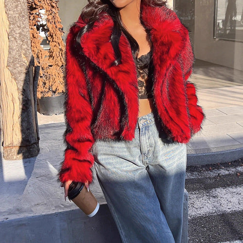 Ladies trendy short jacket with glamorous faux fur Amarae