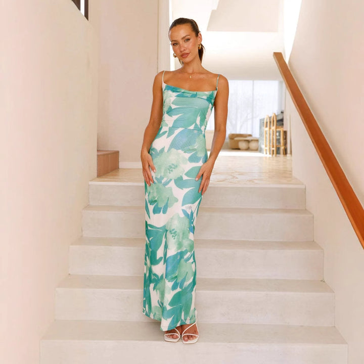Women's maxi dress with sleeveless cut and elegant floral design Lune London