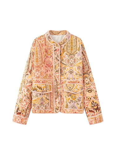 Ladies down jacket with floral patterns and practical pockets Amarae