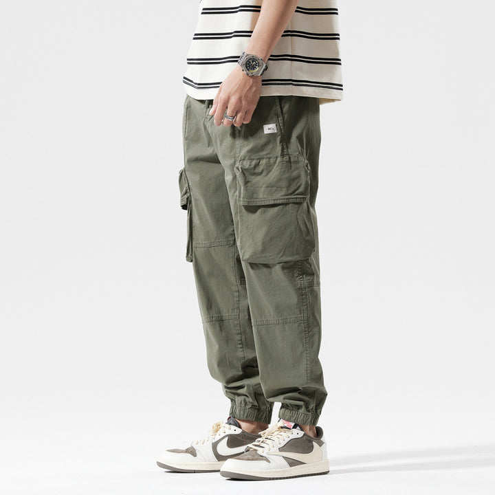 Casual cargo style jogger pants for men with elastic waistband Lune London