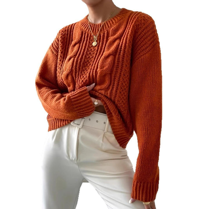 Women thick knit sweater with twisted pattern and wide sleeves Lune London