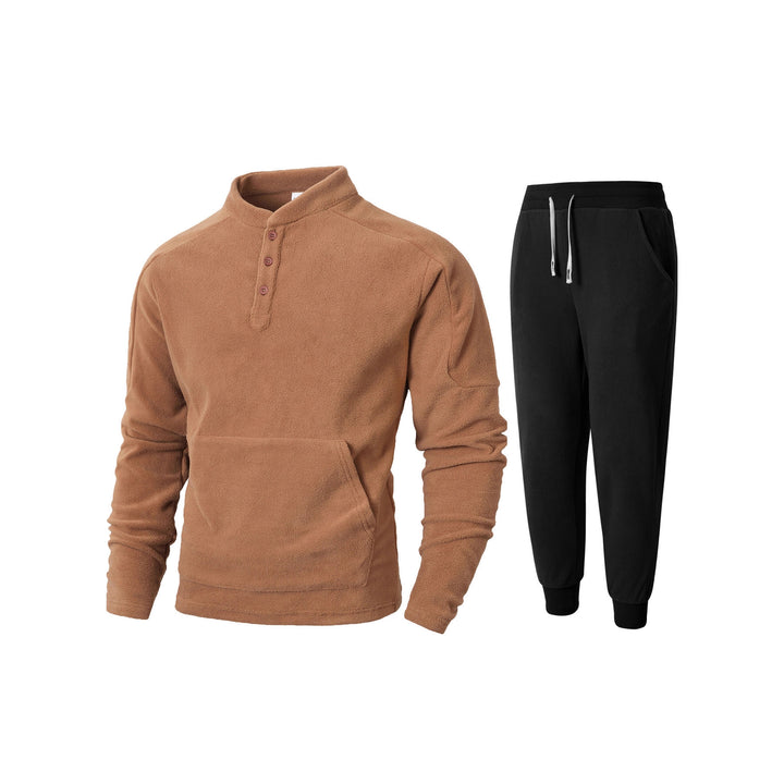 Cozy fleece tracksuit for men with button placket and practical pockets Lune London
