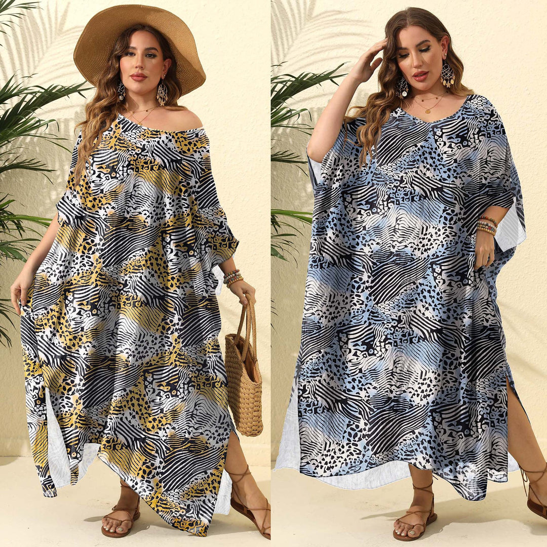 Ladies Elegant Exotic Printed Beach Kaftan Dress Lune London