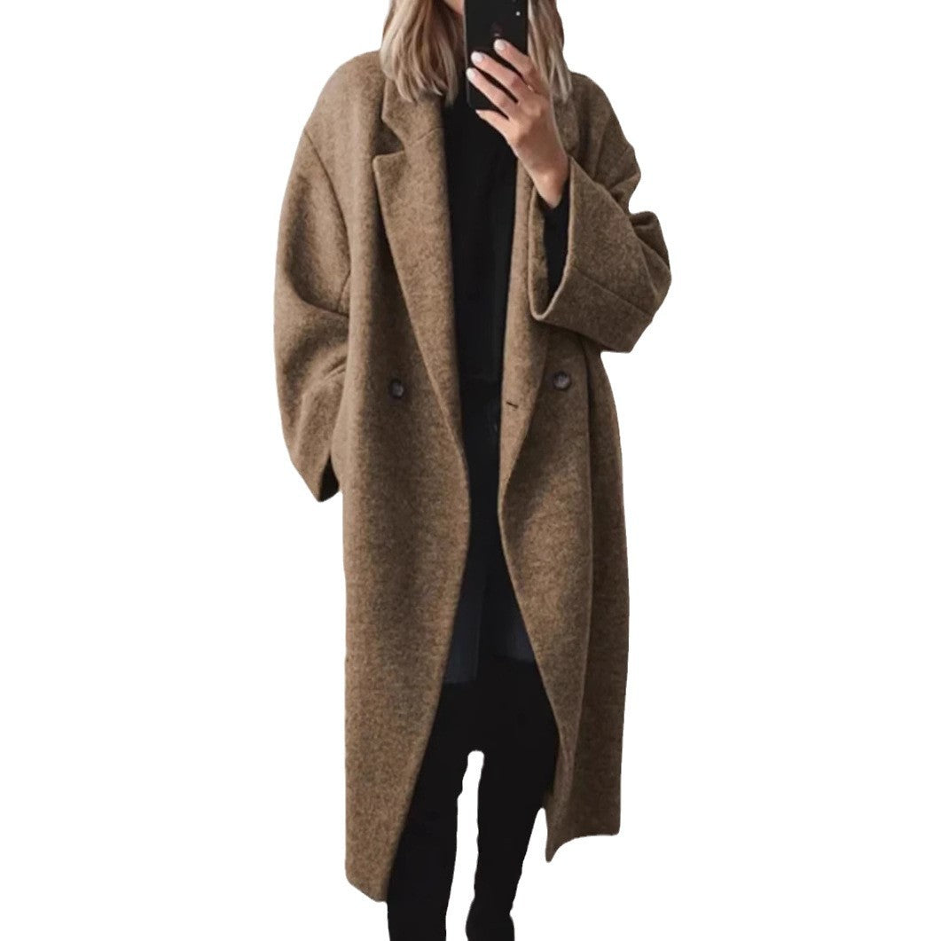 Oversized wool coat for women with modern accents and two buttons Amarae