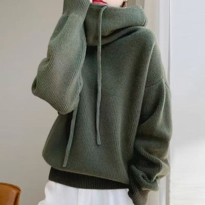 Pull surdimensionné à col haut et détails de lacets pour femmes Chic & Stil