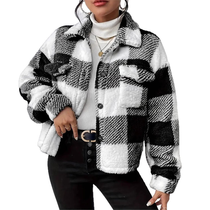 Ladies Cozy Checked Stylish Jacket