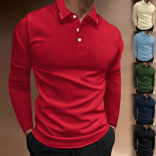 Long sleeve polo shirt for men with textured design Amarae