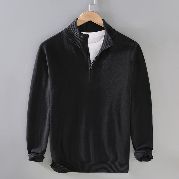Men's sweater with modern high collar and zipper Lune London