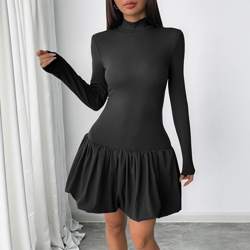 Fitted dress for women with high collar and voluminous skirt Lune London