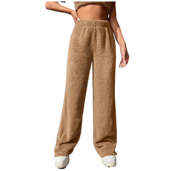 Women's Plush Lounge Pants with High Elastic Waistband and Wide Leg Amarae