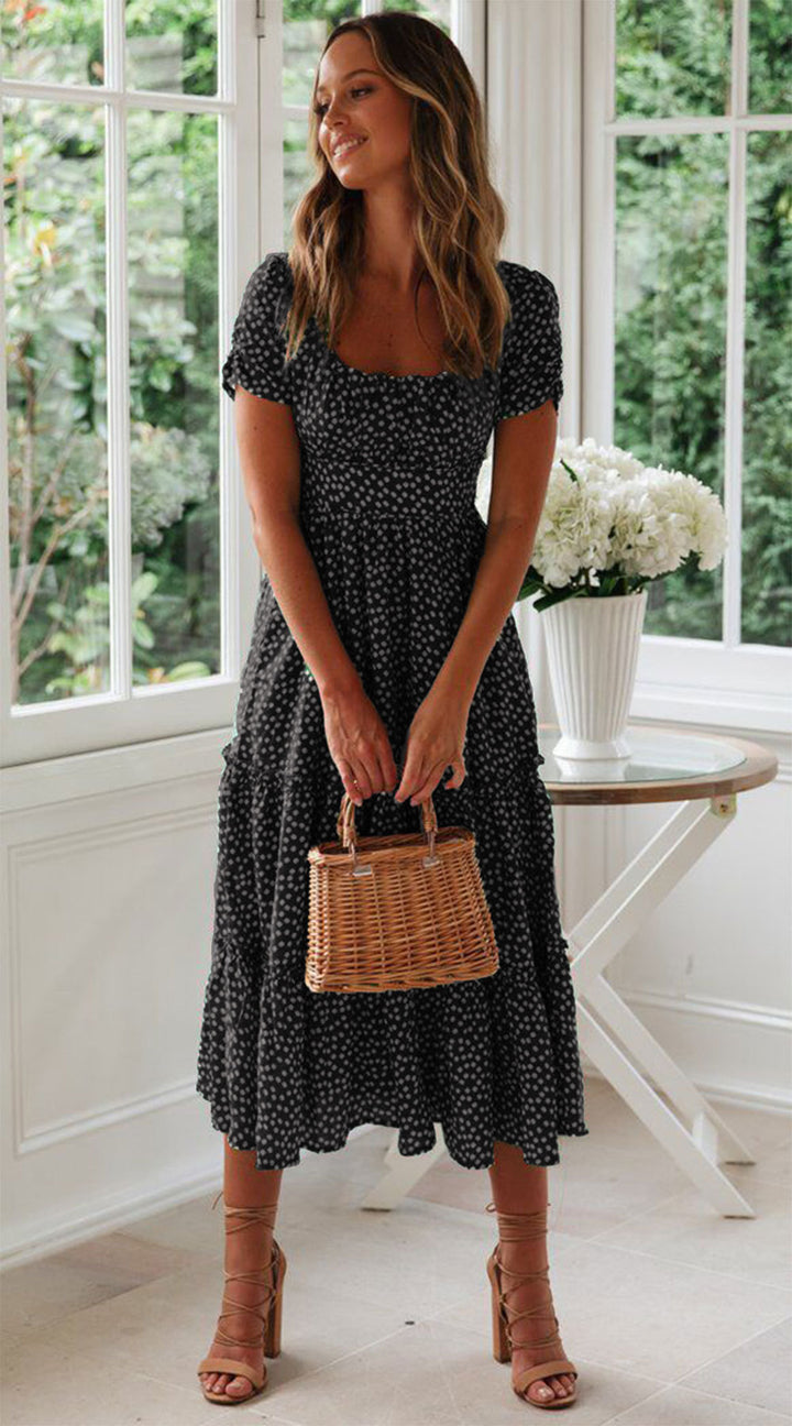 Lune London Floral Ruffle Midi Dress for Women