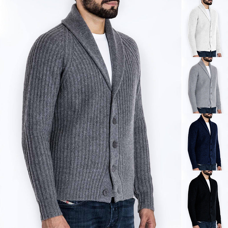 Modern shawl collar knitted jacket for men Lune London