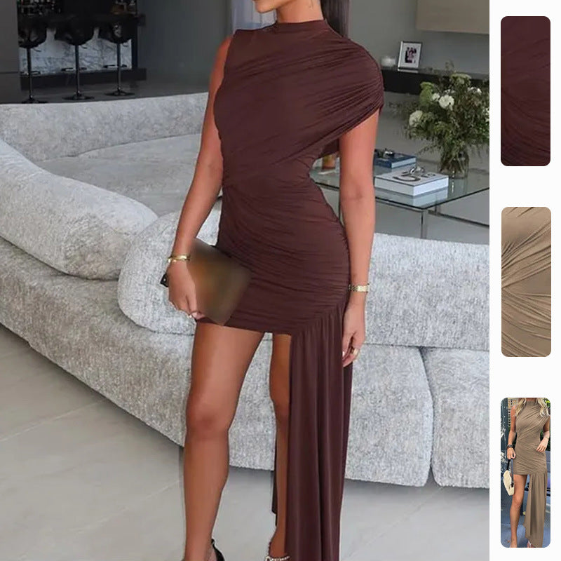 Robe de cocktail asymétrique pour femme avec drapé Chic & Stil