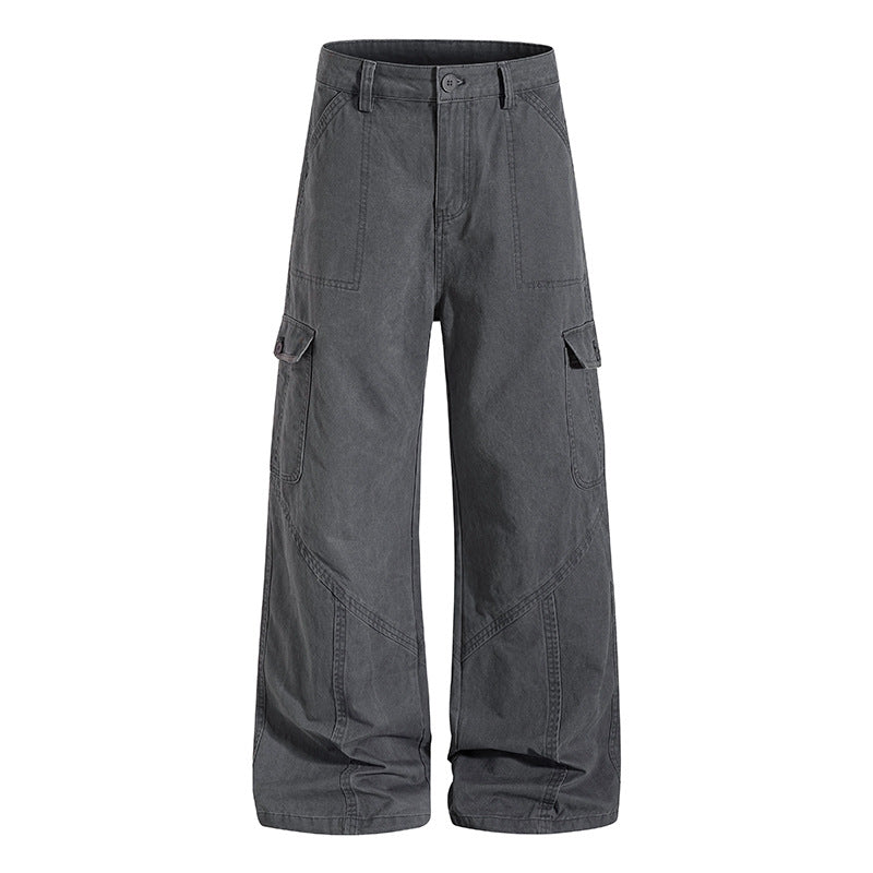 Women Wide Cargo Pants made of Cotton Blend with High Waist and Multifunction Pockets Amarae