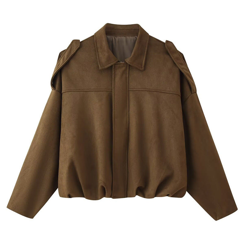 Ladies Oversized In synthetic leather with chic high collar and elastic Lune London