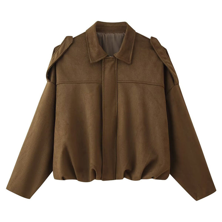 Ladies Oversized In synthetic leather with chic high collar and elastic Lune London