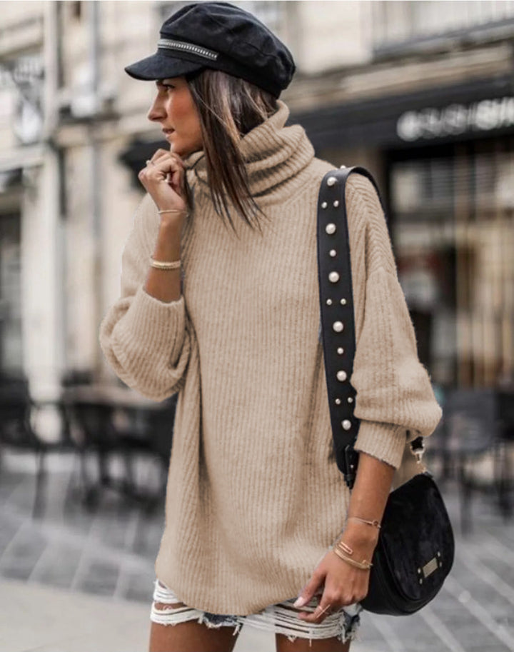Chunky knit sweater for women with high collar and relaxed fit Lune London