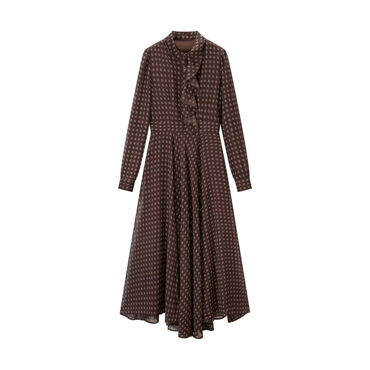 Ladies' midi dress with ruffle trim and fitted A-line silhouette Amarae