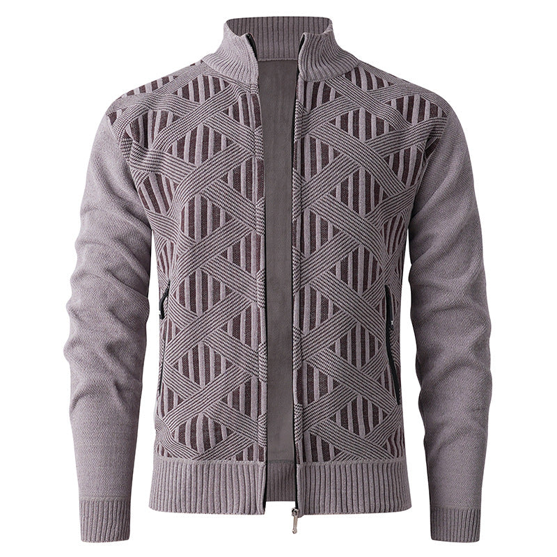 Men's knitted jacket with structured design and modern zipper Lune London
