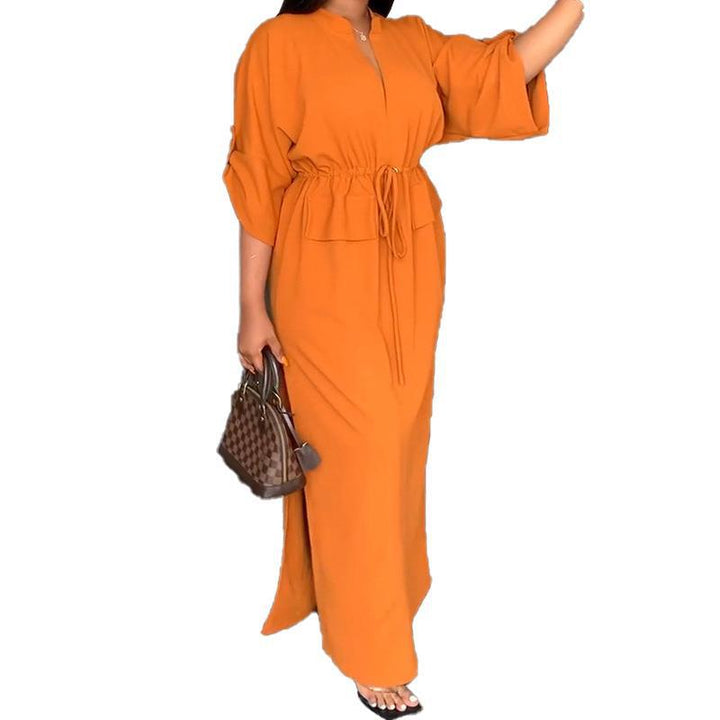 Robe maxi décontractée pour femmes avec ceinture et larges manches Chic & Stil