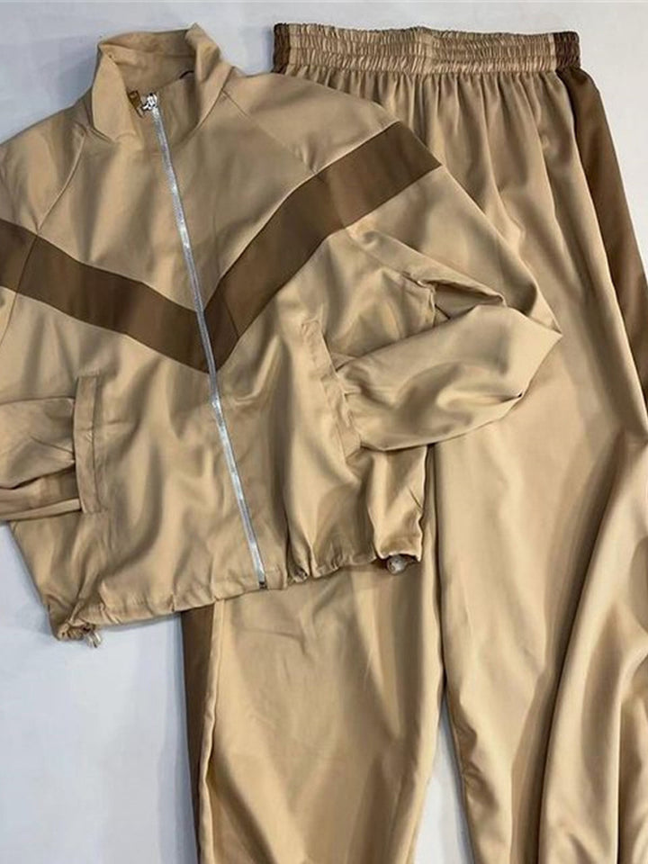 Women's Retro Tracksuit with Zip Jacket and Elastic Waist Pants Amarae