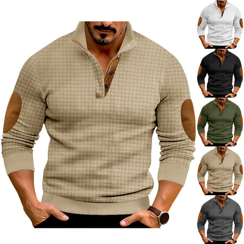 Men Structured Sweater with Leather Accents Amarae