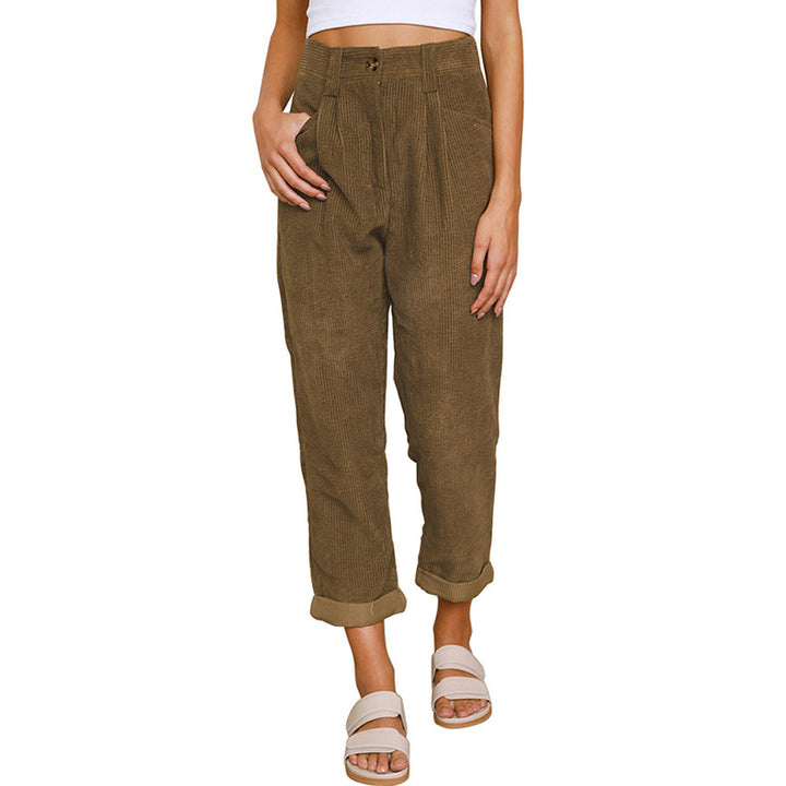 Wide corduroy pants for women with decorative pleats and practical pockets Lune London