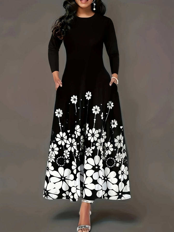 Maxi dress women with floral design and practical pockets Lune London
