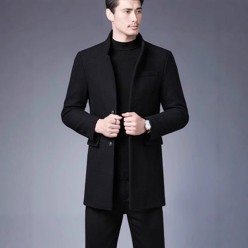 Modern wool coat for men with high collar Amarae