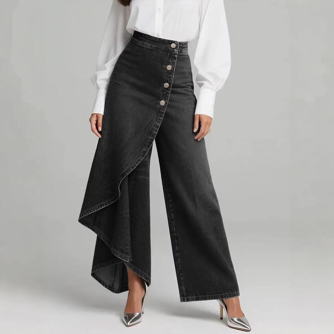 Women's denim skirt with asymmetric cut and button details Chic & Stil