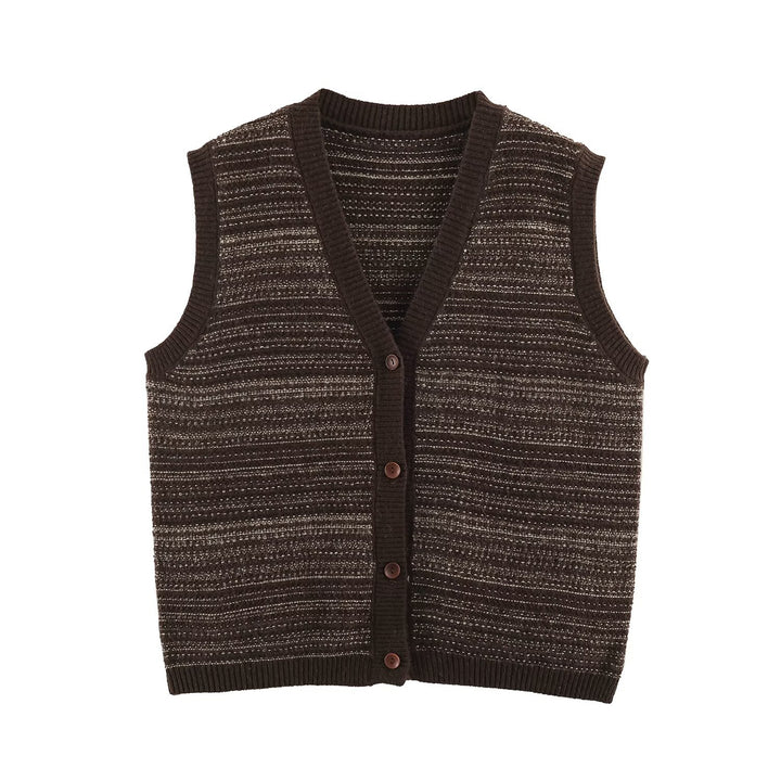 Men's Knitted Vest with V-Neck, Button Placket and Fine Textured Knit Amarae