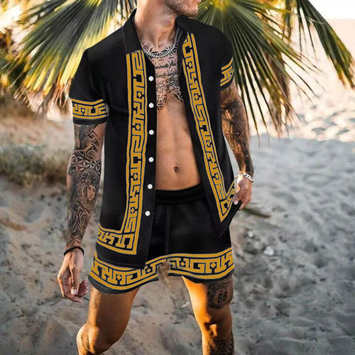 Men's Floral Print Short Sleeve Holiday Set Amarae